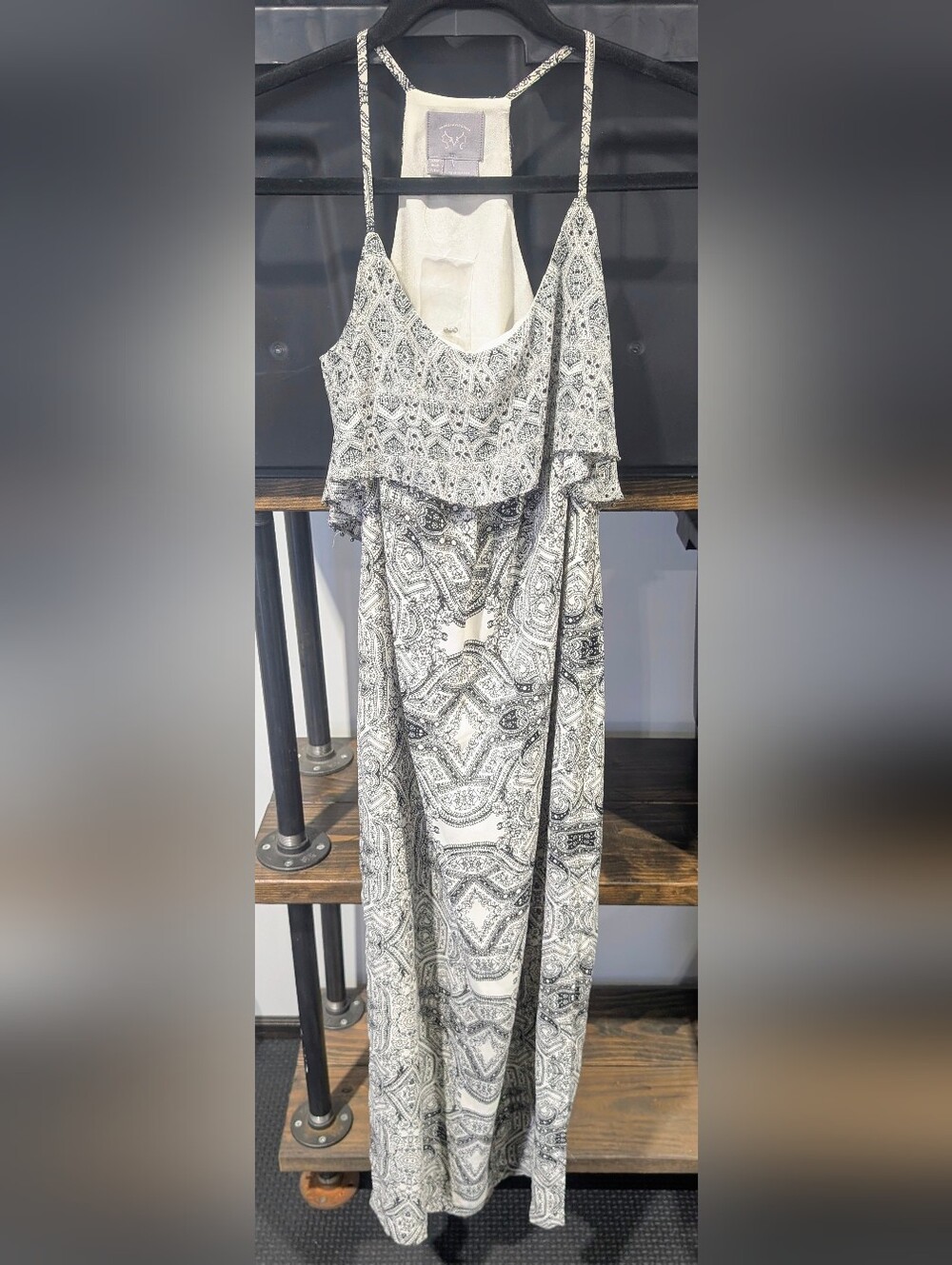 Anthropologie Paisley-Print Sleeveless Maxi Dress in Black and White